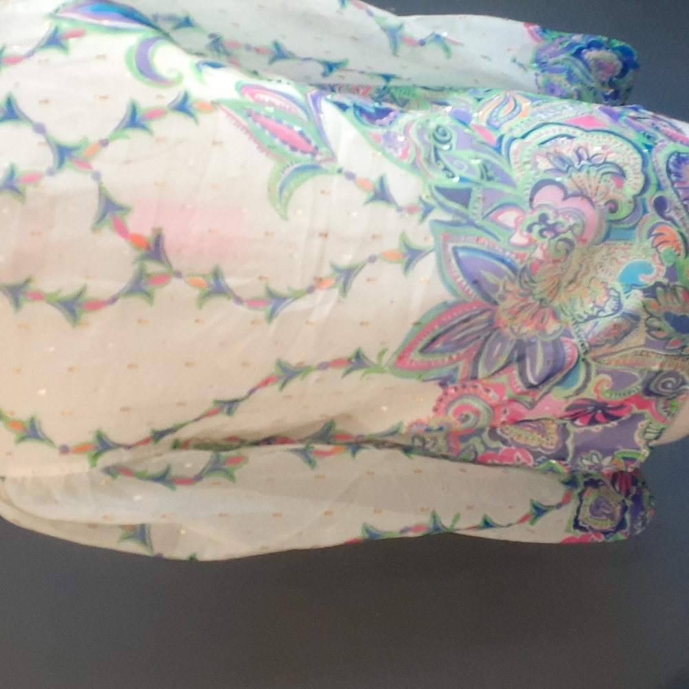 Lilly pulitzer women's sheer ivory off white pullover floral  blouse siz… - Picture 7 of 17